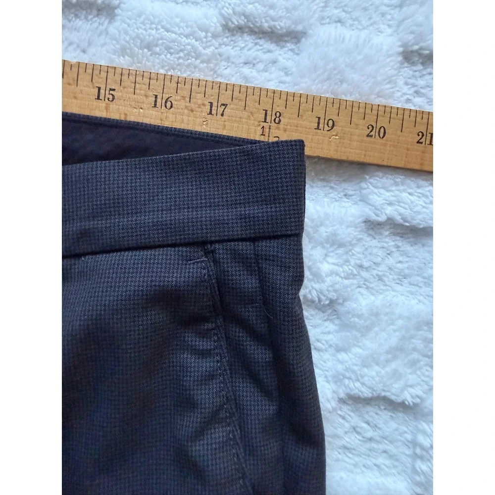 Banana Republic Tailored Slim Dress Trousers Men 36x30 Grey Micro Check -EUC